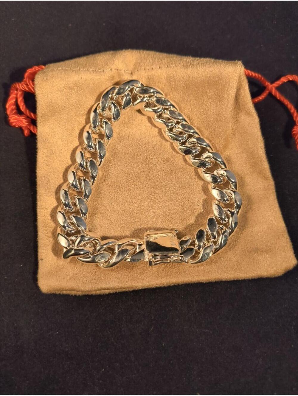 Semi Hollow .925 Sterling Silver 47.7g 10.4mm Cuban Link Bracelet